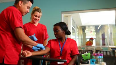 Phlebotomy students in classroom