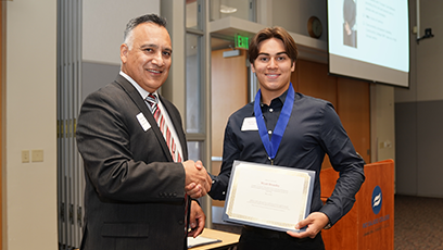 Wyatt Brumley with Chancellor Steven R Gonzales