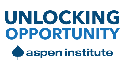 Text logo: Unlocking Opportunity, Aspen Institute
