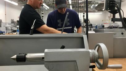 Two male machining students