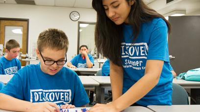 Student Engages in Fun Activity at DISCOVER summer camp at GateWay Community College