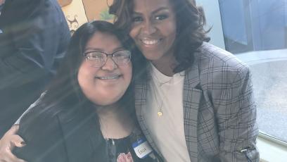 Business Student Erica Dawahoya with Michelle Obama