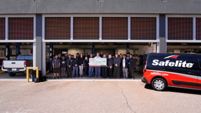 Students from the GateWay Automotive Services program receive a $5,000 scholarship donation from Safelite AutoGlass.