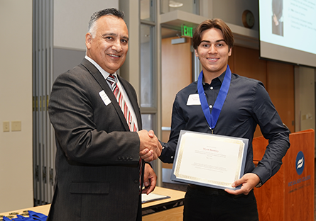 Wyatt Brumley with Chancellor Steven R Gonzales