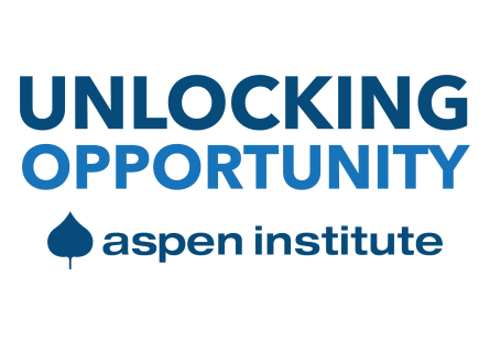Text logo: Unlocking Opportunity, Aspen Institute