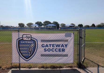 GateWay Soccer Banner on Fence