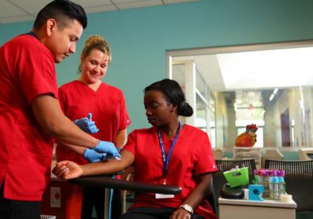 Phlebotomy students in classroom