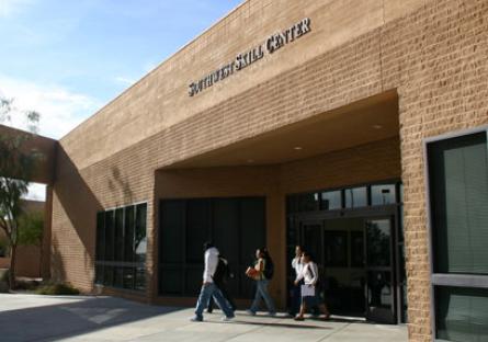 Exterior Photo of the Southwest Skill Center with Students Walking