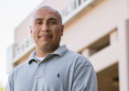 Juan Contreras outside GateWay Community College