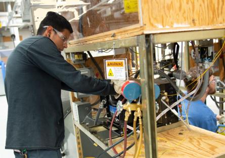 Students in HVAC classroom