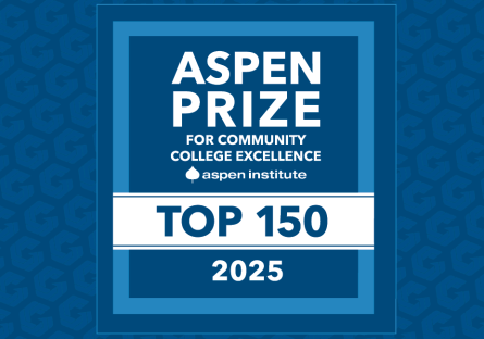 A blue background with the text "Aspen Prize for Community College Excellence Top 150 2025"