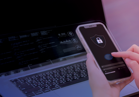 Persons hands hold a cellphone with a lock screen