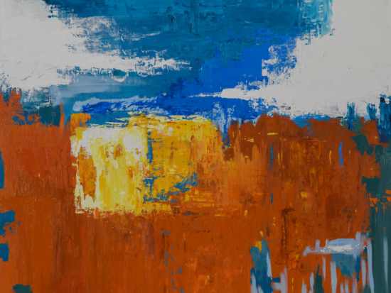 Art piece that's named "Tricky Burns" that's made with color and oil paint